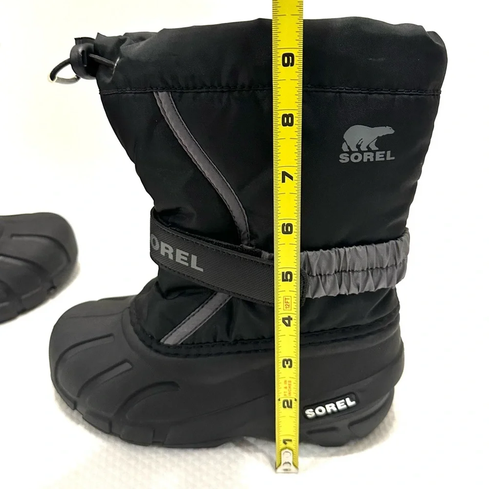 Sorel Toddler 12 Black Insulated Snow Boots Velcro Ankle‎ Straps Toggle Top